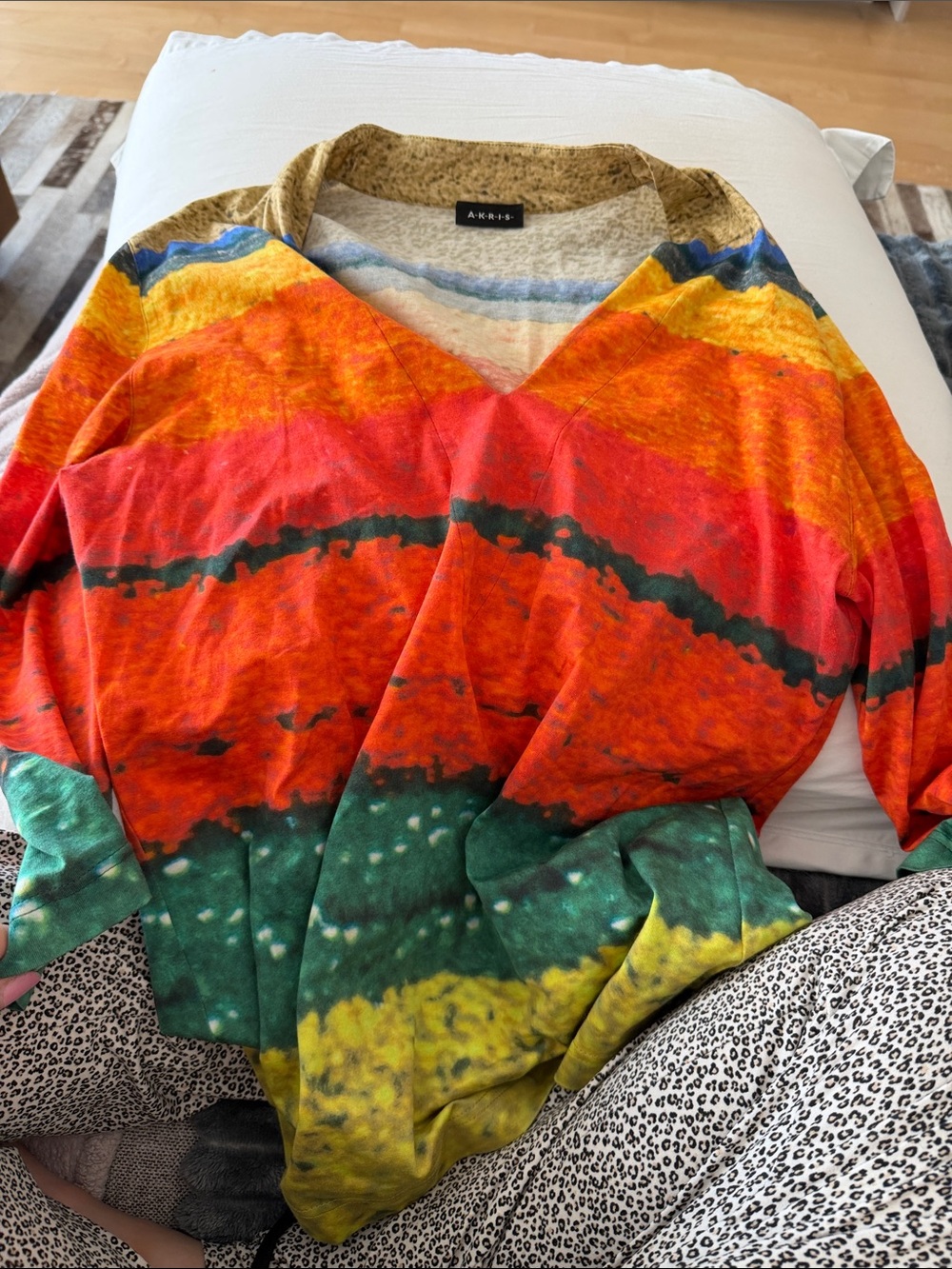 Akris Multicolor Top with Red, Orange, Green, Yellow & Blue